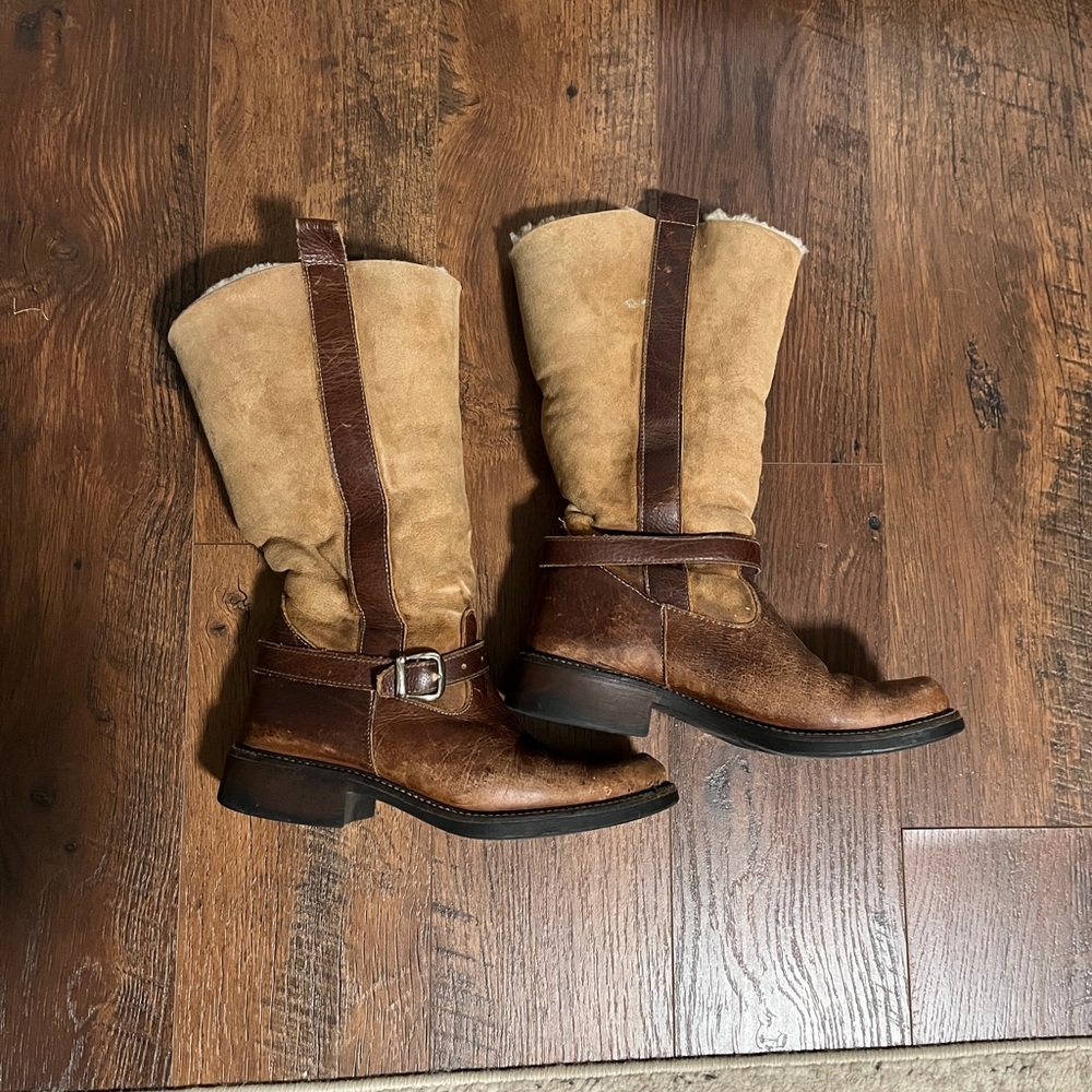Women’s tall shearling lined leather boots